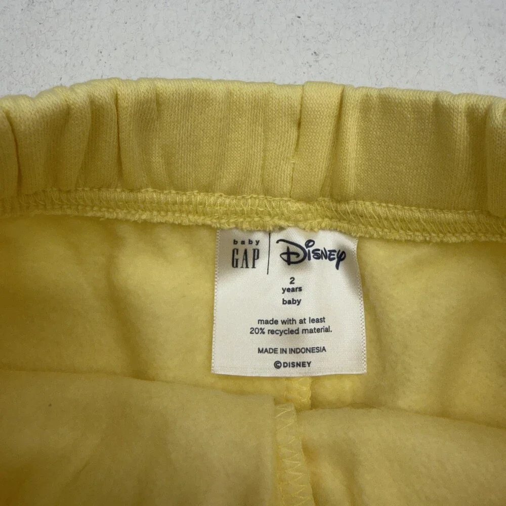 Gap Sweatpants Pants Toddler Boys 2T Yellow Fleece Mickey Mouse Disney Joggers